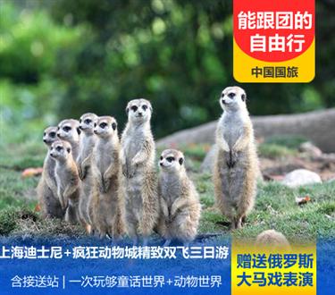 上海迪士尼一地/迪士尼+野生动物园自由行三日游